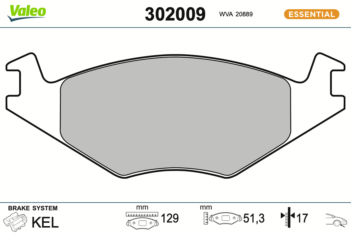 Jeu de 4 plaquettes de frein VALEO ref. 302009